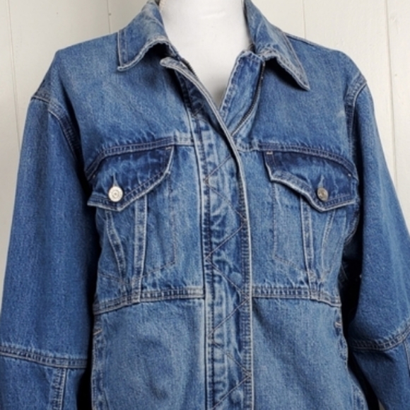 American Eagle jeans vintage style medium jean buttonup coat - Picture 3 of 14